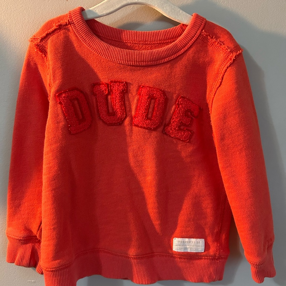 Carter's Orange Sweatshirt with 'DUDE' Appliqué